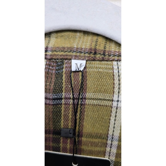 Womens Plaid Flannel Look Shirt Medium Olive Green Brown NEW Long Sleeve - Picture 5 of 7